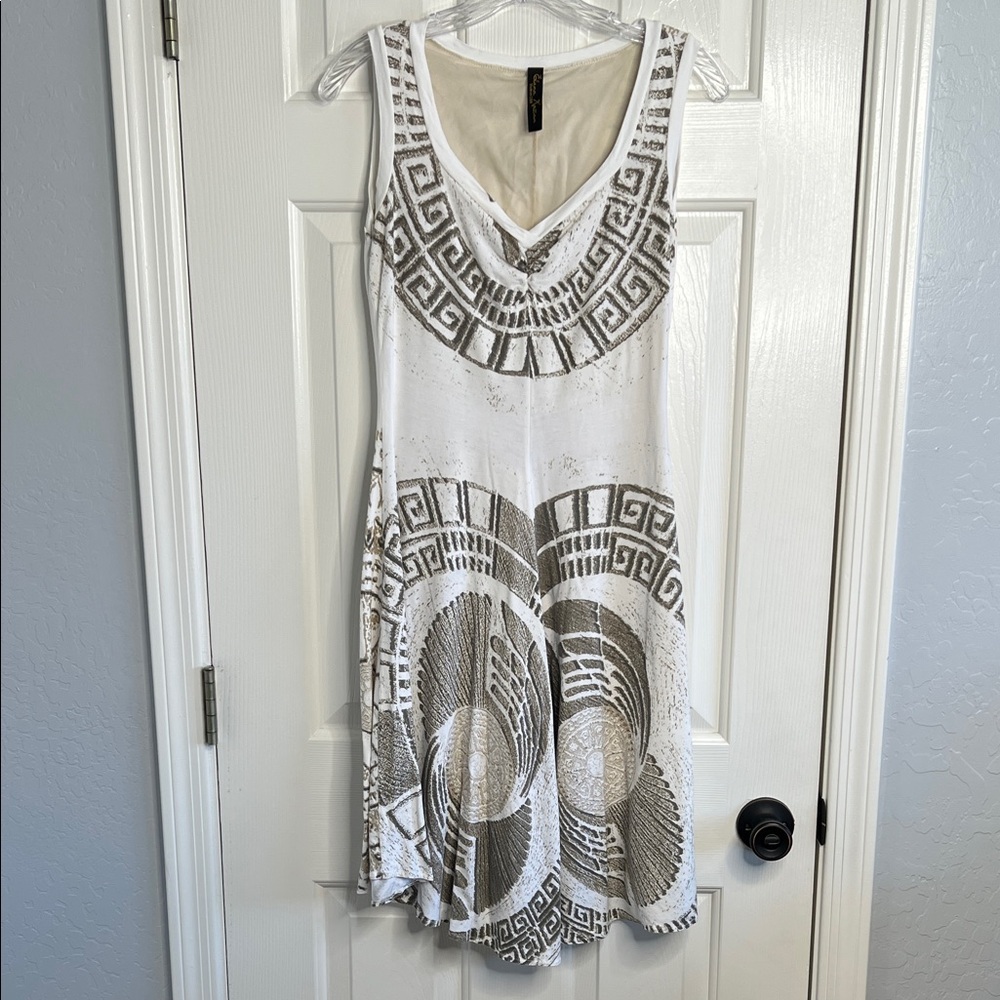 Elana Kattan white cream midi sleeveless dress medium
